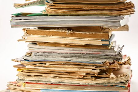 Stack of old books as background closeupの写真素材