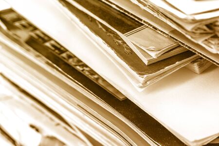 Stack of old books and magazines closeupの写真素材