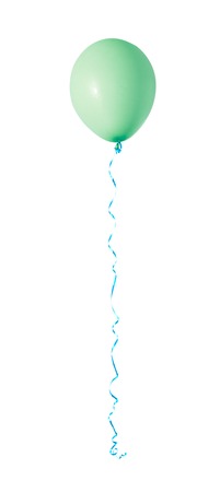 Green air flying balloon isolated on white backgroundの写真素材