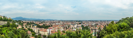 Bergamo city panoramic view from above horizontalの写真素材