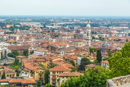 Bergamo city view from above horizontalの写真素材