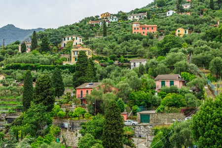 Italian resort Rapallo mountain view from aboveの写真素材