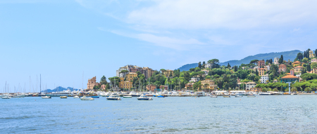 Italian old town Rapallo sea view in summerの写真素材