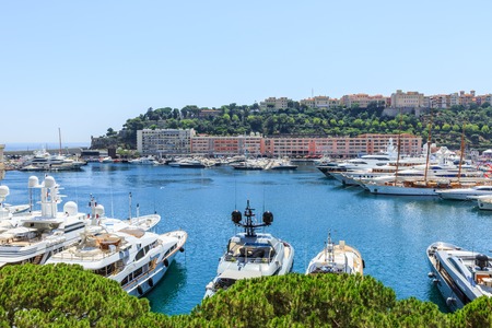 Monaco Monte Carlo sea view with yachtsの写真素材