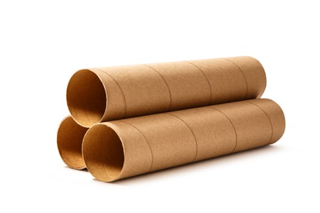 Carton tubes for paper in rolls closeupの写真素材