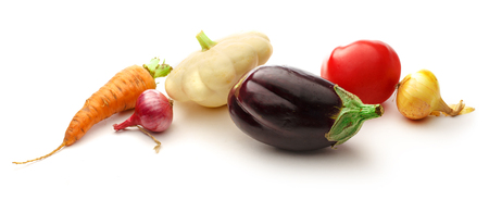 Fresh vegetables on white background in closeupの写真素材