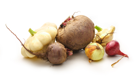 Fresh vegetables on white background in closeupの写真素材