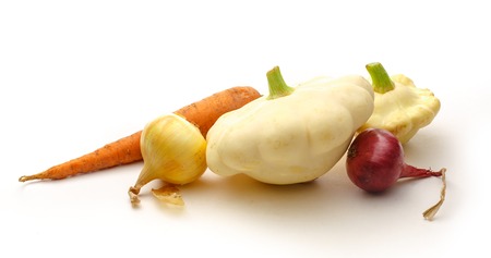 Fresh vegetables on white background in closeupの写真素材
