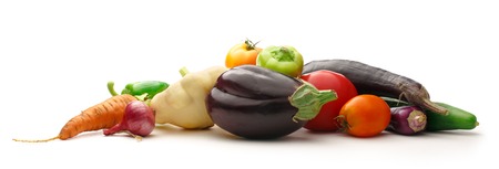 Fresh vegetables on white background in closeupの写真素材