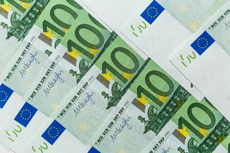 One hundred euro banknotes in closeup as backgroundの写真素材