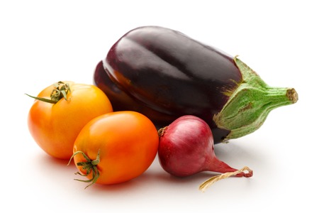 Fresh vegetables on white background in closeupの写真素材