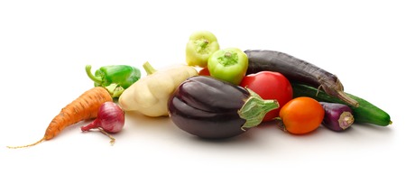 Fresh vegetables on white background in closeupの写真素材