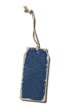 Blue blank paper label on white backgroundの写真素材