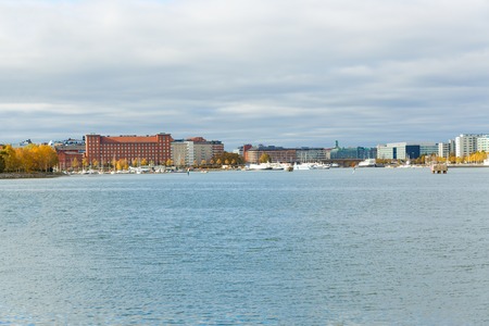 Helsinki city view from sealine front in autumnの写真素材