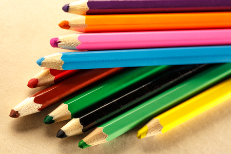 Palette of colorful pencils for children closeupの写真素材