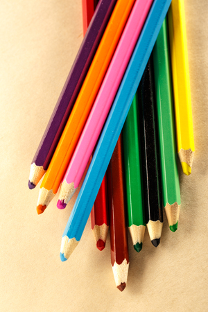 Palette of colorful pencils for children closeupの写真素材