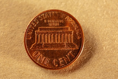 One cent coin of american currency closeupの写真素材