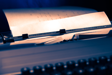 Part of old typewriter in closeupの写真素材