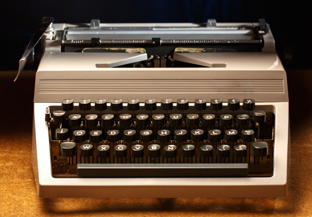 Old-fashioned typewriter with latin alphabet in closeupの写真素材