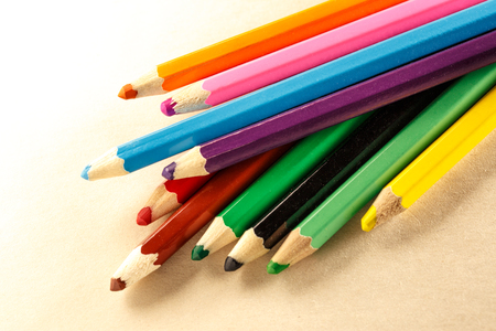 Palette of colorful pencils for children closeupの写真素材
