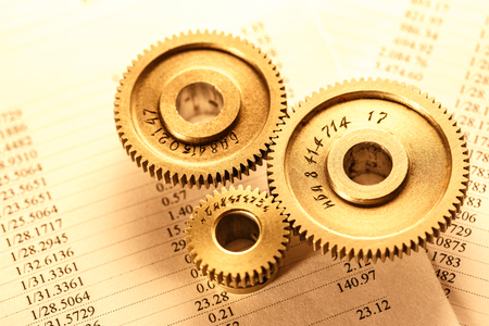 Operating budget and three mechanical ratchetsの写真素材