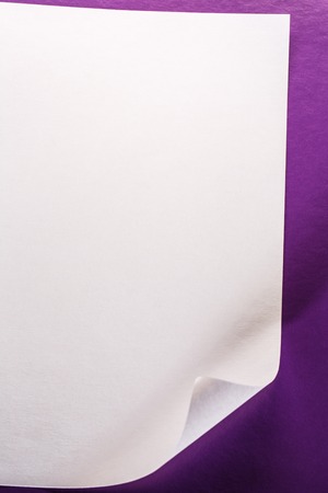 Blank sheet of paper on lilac backgroundの写真素材