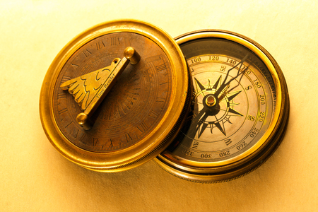 Vintage compass in closeup as single objectの写真素材