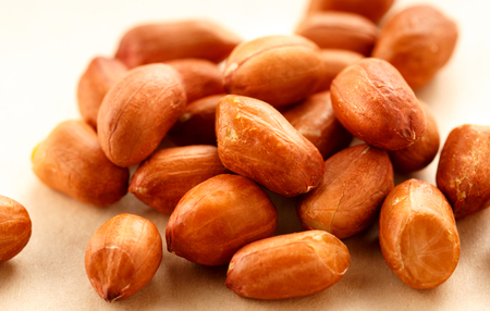 Pile of fresh dried peanuts in closeupの写真素材