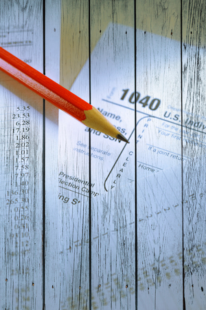 Tax form and operating budget in closupの写真素材