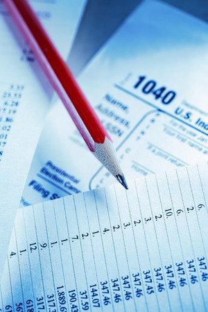 Tax form and operating budget in closupの写真素材