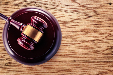 Wooden gavel and block closeup in toningの写真素材