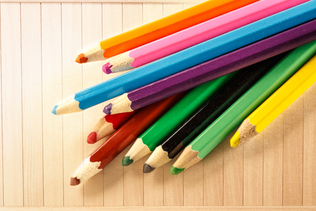 Palette of colorful pencils for children closeupの写真素材