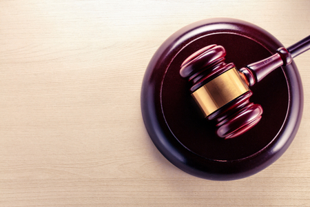 Wooden gavel and block closeup in toningの写真素材