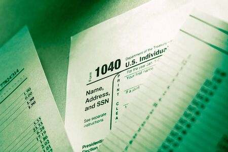 Tax form and operating budget in closupの写真素材
