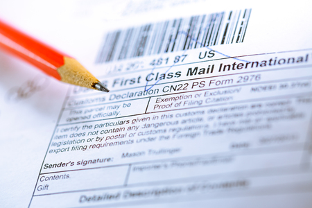 International post envelope parcel cover in toningの写真素材