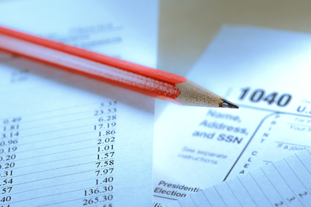 Tax form and operating budget in closupの写真素材