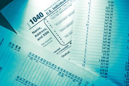 Tax form and operating budget in closupの写真素材