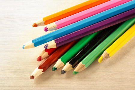 Palette of colorful pencils for children closeupの写真素材