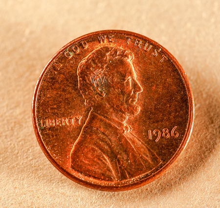 One cent coin of american currency closeupの写真素材
