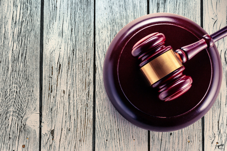 Wooden gavel and block closeup in toningの写真素材