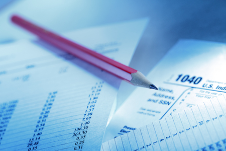 Tax form and operating budget in closupの写真素材