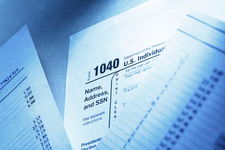 Tax form and operating budget in closupの写真素材
