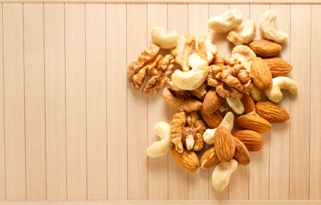 Pile of the mixed nuts in closeupの写真素材
