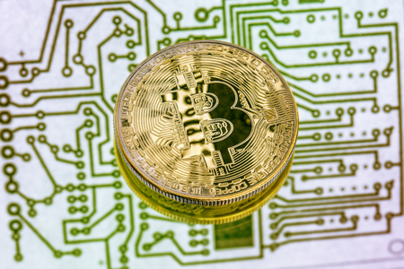 Bitcoin coin in closeupの写真素材