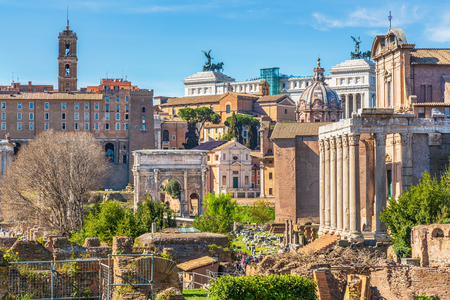 Roman Forum in sunny day, Rome, Italyの写真素材