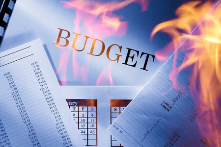 Operating budget and calendar isolated in closeupの写真素材