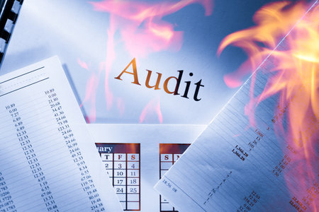 Operating budget, calendar and audit in closeupの写真素材