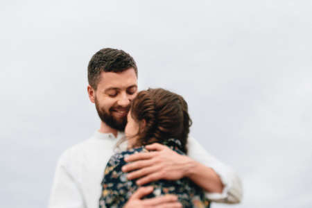 Beautiful couple kissing and touching each otherの写真素材