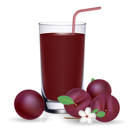 Set of plum juice.のイラスト素材