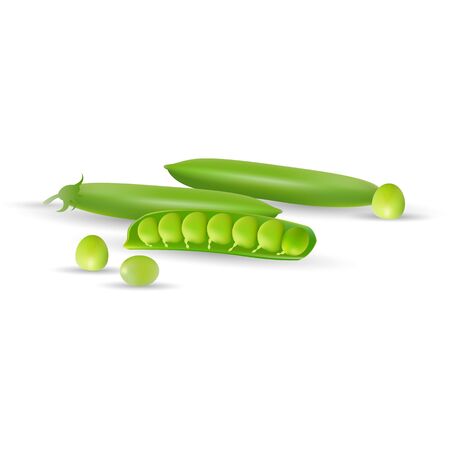 Pods Of Green Peas Isolated On A White Background.のイラスト素材